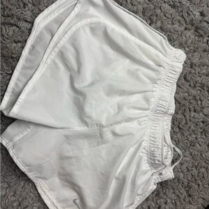 White Athletic Running Shorts swoosh